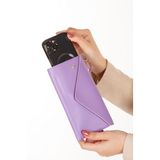 Av A Dos Kadın Deri Siyah Telefon Nakit Bozuk Para Bölmeli Kartlık Kilitli Bilek El Askılı Portföy Cüzdan Siyah (lila)