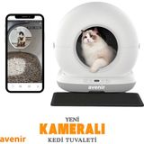 AV-CB02C Kameralı Otomatik Akıllı Kedi Tuvaleti Paspas Hediyeli App Kontrol 75L Hazne - Beyaz