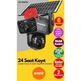 AV-S427H Solar Smart Güvenlik Kamerası 4g Sim 6mp 2 Kameralı E sim Ptz Renkli Gece Görüş Dış Mekan