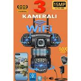 AV-S834 Pro Wifi 3 Kameralı 15 Mp (5mp+5mp+5mp) 10X Zoom Renkli Gece Görüşlü Güvenlik Kamerası - < Sabit Seçenek 1 Değeri >