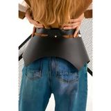 Ava Style Günlük Kullanıma Seksi Deri Siyah Etek Harness