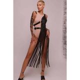 Ava Style Püsküllü Deri Ceket Püsküllü Seksi Deri Harness