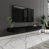 Avalon 3 Kapaklı Duvara Monte Tv Sehpası – 140 cm , Modern Minimal Tasarım, 4 Renk Seçeneği ile Şık ve Fonksiyonel Tv Ünitesi - Siyah