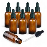 Avalon [AMBER GLASS DAMLAK ŞİŞELERİ] Boş Doldurulabilir Şişeler 50ml Pipetli - 8 adet - Parfüm ve Aromaterapi Karışımları için Kozmetik Esansiyel Yağı Numune Saklama Kapları