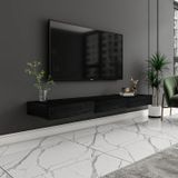 Avalon Duvara Monte TV Sehpası – 140 cm, Modern Minimal Tasarım, 4 Renk Seçeneği ile Şık ve Fonksiyonel TV Ünitesi, Ahşap Siyah