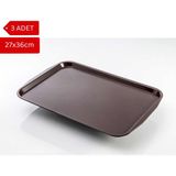 Avangart Mutfak 3 Adet - 27X36CM Kahverengi Plastik Servis Tepsisi