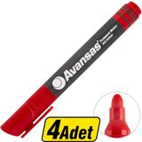 Avansas 907 Kırmızı Yuvarlak Uçlu 4 Adet Marker Kalem