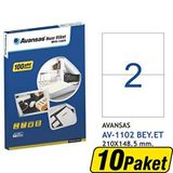 Avansas AV-1102 Beyaz 210x148.5 mm 2'li 10 Adet Etiket