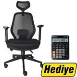 Avansas Jupiter Ofis Koltuğu & Çalışma Sandalyesi Siyah Alımında HM-200 12 Haneli Masaüstü Hesap Makinesi Hediye