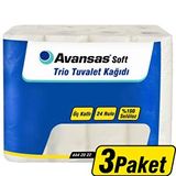 Avansas Soft Trio Pudra Kokulu Tuvalet Kağıdı 24'Lü X 3 Paket Koliyle Al Kazan
