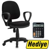 Avansas Venüs Ofis Koltuğu & Çalışma Sandalyesi Siyah Alımında HM-200 Masaüstü 12 Haneli Hesap Makinesi Hediye