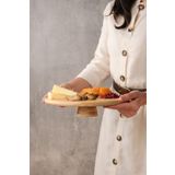 AVANTAGE HOME Arven - Bambu Ayaklı Servis Tabağı Meyve Kurabiye Kek Pasta Tatlı Yemek Sunum Tabağı 28 x 6 cm