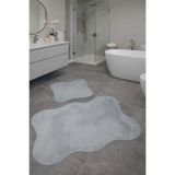 AVANTAJ Anatolia Gri 2'li (80x140 + 50x70 Cm) Büyük Ebat Banyo Paspası Seti Kaymaz Tabanlı Klozet Takımı