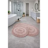 AVANTAJ Macoroni Oval Pudra 2'li Banyo Paspası Seti Doğal Pamuklu Banyo Halısı Klozet Takımı