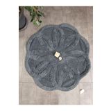AVANTAJ Papatya Antrasit Doğal Pamuklu Banyo Halısı 100x100 Cm Tek Parça Tufting Dokuma Banyo Paspası