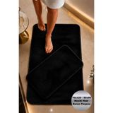AVANTAJ Relax Siyah Kaymaz Taban 70x120 50x60 Makinede Yıkanabilir Yumuşak Yüzeyli Banyo Paspası