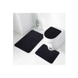 AVANTAJ Ultrasoft Desenli 3’lü Siyah Banyo Paspası Halısı Seti Kaymaz Taban Yıkanabilir Klozet Takımı