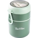 AvantajAl 036-01-TANTİTONİ Yeşil Paslanmaz Çelik Yuvarlak 2 Katlı Plastik Kaşıklı Yemek Taşıma Kabı 710ML - -- - Çok Renkli