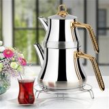 AvantajAl Lines Naz Çelik Çaydanlık Takımı Altın Kulp Mini Boy - Çok Renkli - Diğer