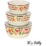 AvantajAl Miss Betty Rose Deluxe 3'LÜ Emaye Saklama Kabı 14-16-18 cm - Çok Renkli - Diğer