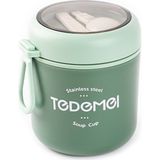 AvantajAl Tedemeı Paslanmaz Çelik Yuvarlak Kaşıklı Yemek Taşıma Kabı 530ML - -- - Çok Renkli