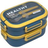 AvantajAl Vagonlife Bento 1650ML Paslanmaz Çelik 2 Katlı 3 Bölmeli Çatal ve Kaşıklı Yemek Kutusu Lacivert - -- - Çok Renkli