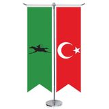Avar İmp.Bayrağı-17 Eski Türk Devletleri ve Türkiye -Kırlangıç - Saten T direk 2li Masa Bayrağı