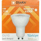 Avarson (1 Adet) Osaka 9W (70W) Beyaz Işık (6500K) GU10 Duylu LED Çanak Ampul