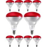 Avarson (10 Adet) 250W Kızılötesi (Infrared) Isıtıcılı Fizik Tedavi Lambası (Kırmızı Işık) E27 (Kalın Duy) - 250 W