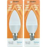 Avarson (2 adet) Osaka 7W (50W) Beyaz Işık (6500K) E14 Duylu (Ince Duy) LED Mum Ampul