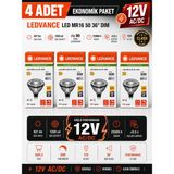 Avarson (4 Adet) Ledvance 12V Ac/dc 6.1W (50W) 3000K (Sarı Işık) Dim Edilebilir Gu5.3 Duylu LED Çanak Ampul