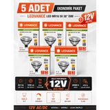 Avarson (5 Adet) Ledvance 12V Ac/dc 6.1W (50W) 3000K (Sarı Işık) Dim Edilebilir Gu5.3 Duylu LED Çanak Ampul