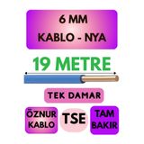 Avarson 6 MM NYA Kablo, 19 Metre, Mavi