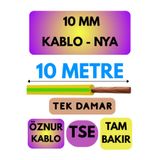 Avarson Öznur 10 MM NYA Enerji Kablosu, 10 Metre, Sarı-Yeşil