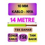 Avarson Öznur 10 MM NYA Enerji Kablosu, 14 Metre, Sarı-Yeşil