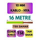 Avarson Öznur 10 MM NYA Enerji Kablosu, 16 Metre, Sarı-Yeşil