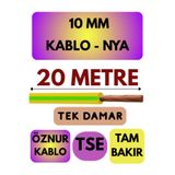 Avarson Öznur 10 MM NYA Enerji Kablosu, 20 Metre, Sarı-Yeşil