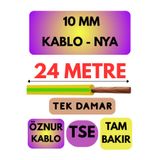 Avarson Öznur 10 MM NYA Enerji Kablosu, 24 Metre, Sarı-Yeşil