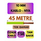 Avarson Öznur 10 MM NYA Enerji Kablosu, 45 Metre, Sarı-Yeşil