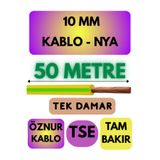 Avarson Öznur 10 MM NYA Enerji Kablosu, 50 Metre, Sarı-Yeşil