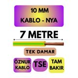 Avarson Öznur 10 MM NYA Enerji Kablosu, 7 Metre, Sarı-Yeşil