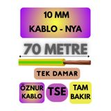 Avarson Öznur 10 MM NYA Enerji Kablosu, 70 Metre, Sarı-Yeşil