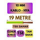 Avarson Öznur 10 MM NYA Kablo, 19 Metre, Sarı-Yeşil, Enerji Kablosu