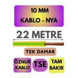 Avarson Öznur 10 MM NYA Kablo, 22 Metre, Sarı-Yeşil