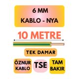 Avarson Öznur 10 MM NYA Kablo, 6 Metre, Sarı-Yeşil