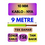 Avarson Öznur 10 MM NYA Kablo, 9 Metre, Sarı-Yeşil