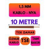 Avarson Öznur 1,5 MM NYA Enerji Kablosu, 10 Metre, Kahverengi