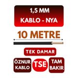 Avarson Öznur 1,5 MM NYA Enerji Kablosu, 10 Metre, Siyah