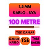 Avarson Öznur 1,5 MM NYA Enerji Kablosu, 100 Metre, Kahverengi
