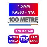Avarson Öznur 1,5 MM NYA Enerji Kablosu, 100 Metre, Mavi